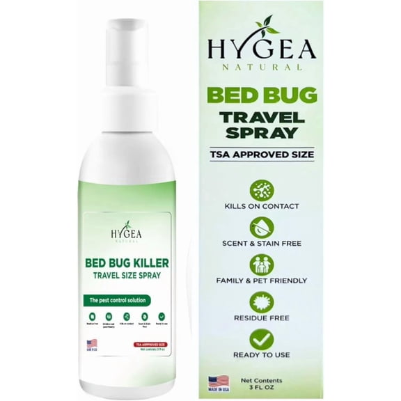 Hygea Natural Lice, Mite, and Bed Bug Travel Spray Bed Bug Treatment Travel Bug Spray, Regular, 3 oz
