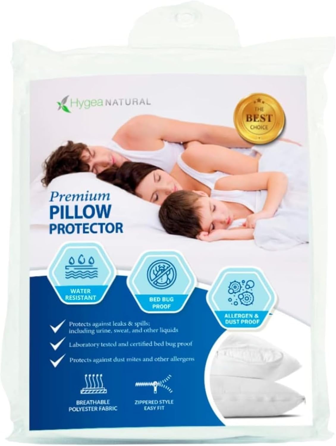 Premium Queen Size White Polyester Hypoallergenic Pillow Protector