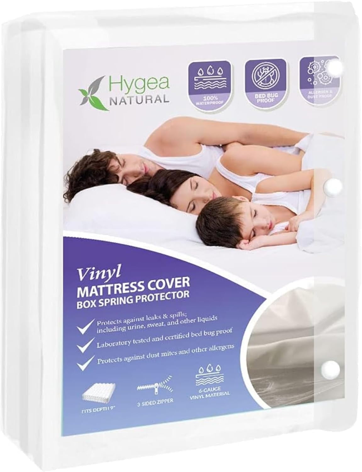 Hygea Natural King Waterproof Mattress Cover 6-Gauge Vinyl Bed Bug and ...