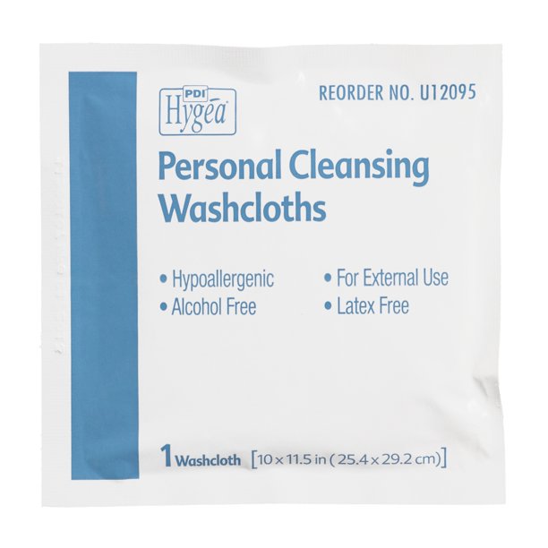 Hygea Personal Cleansing Wipes, Individually Wrapped, 10 in x 11.5 in