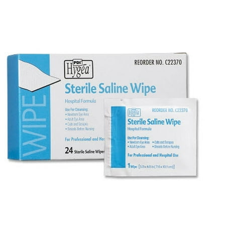 Hygea Sterile White Saline Wipes, Unscented, 4 x 6 inch, 1152 Count # C22370