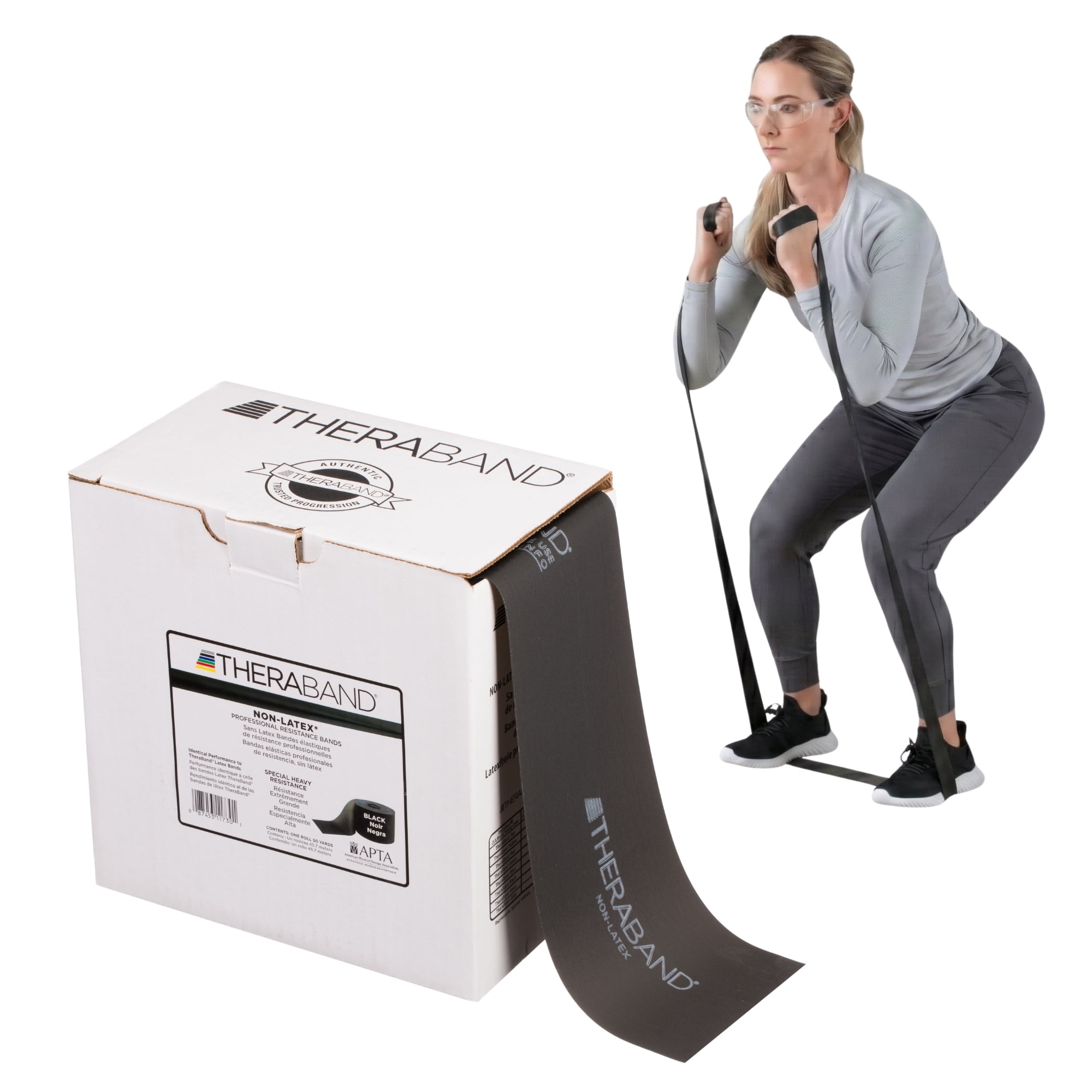 THERABAND Resistance Band, Black, Special Heavy, 50-Yard Roll, Latex-Free, Elastic Band for Exercise, Physical Therapy, Yoga, Pilates, Stretching, Home Workouts, Cut-to-Length, Color-Coded Levels