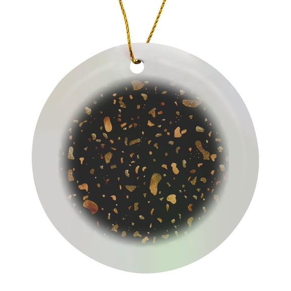 3drose, Hygge Abstract Modern Terrazzo in Pink and Copper, Circle Porcelain Ornament