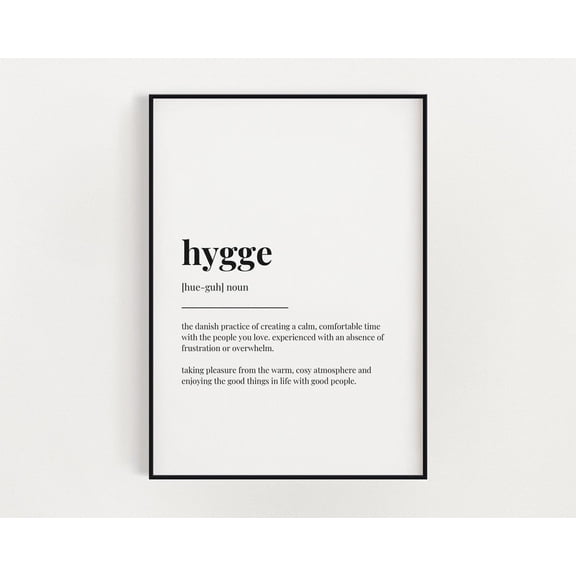 Hygge Definition Meaning, Wall Art, Definition Print, Home Decor Home Decor #3375, Unframed Canvas Size 16x24