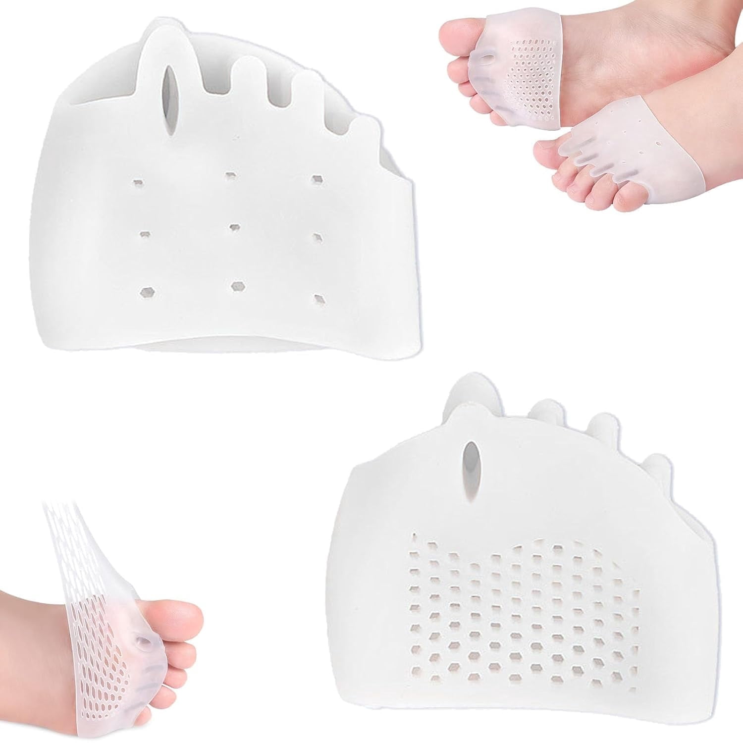 Hyggear Silicone Toe Separator, Hyggear Toe Separators, Hyggear Silicone Toe Spacers, Gel Toe Separators, Breathable & Soft, For Men & Women (White)