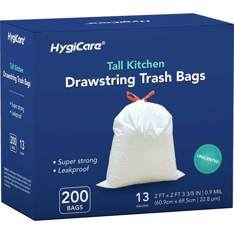 Plasticplace 13-Gallons White Plastic Kitchen Drawstring Trash Bag (200- Count) in the Trash Bags department at