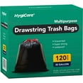 thumbnail image 1 of HygiCare 30 Gallon Drawstring Trash Bags, 120ct, Super Strong, Leakproof, Unscented, 1 of 6