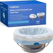HygiCare Commode Liner and Bedpan Value Pack, 100 Count, Medical Grade Liner, Leakproof, Easy to Tie, Best for Bedside Commodes and Bedpans