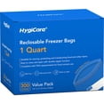 thumbnail image 1 of HygiCare Reclosable Freezer Bags, 1 Quart, Write-on Label, Double Zipper Closure, Easy to Close and Open, 300 Count, 1 of 7