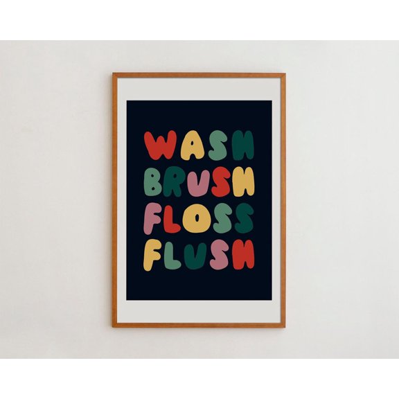 Hygiene Rules Bathroom Typography Wall Art Decor Unframed Paper Print