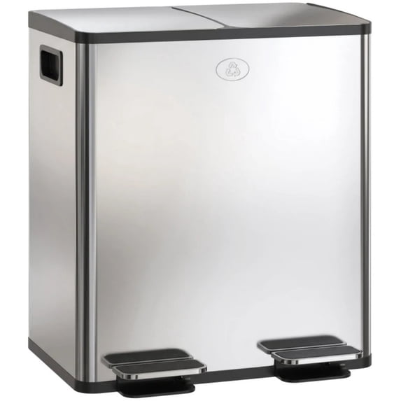 Comparrtment Hygienic Foot-Operated Garbage Can, Dual Compartment Step Trash Can ...