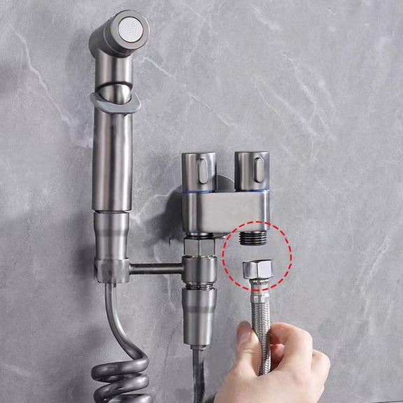 Hygienic Shower for Bathroom Toilet Bidet Shower Head Double Outlet Angle Valve