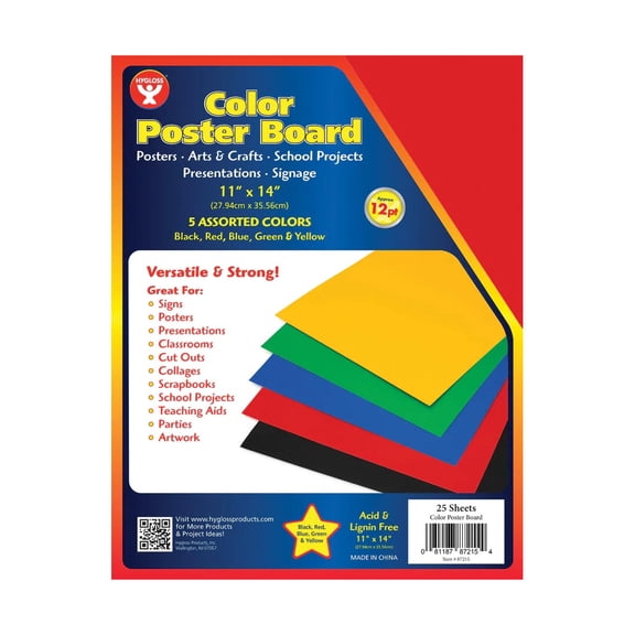 Hygloss 11x14" Colored Poster Board