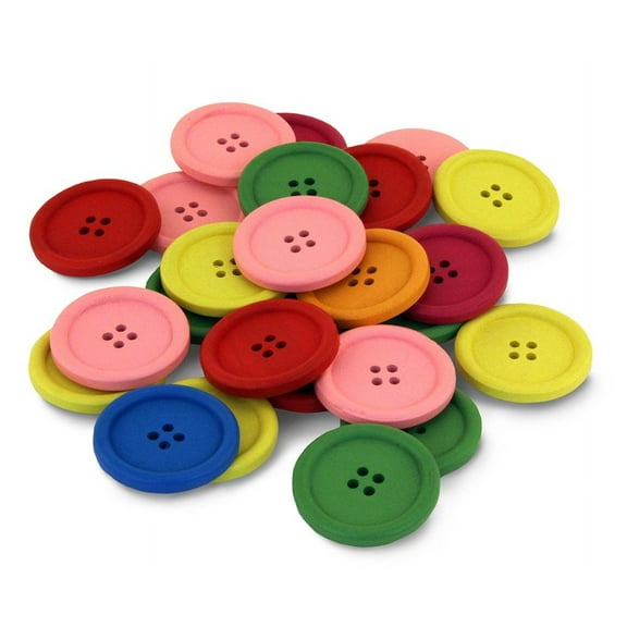 Hygloss 25 Piece Bright Wooden Craft Buttons, Large/40mm