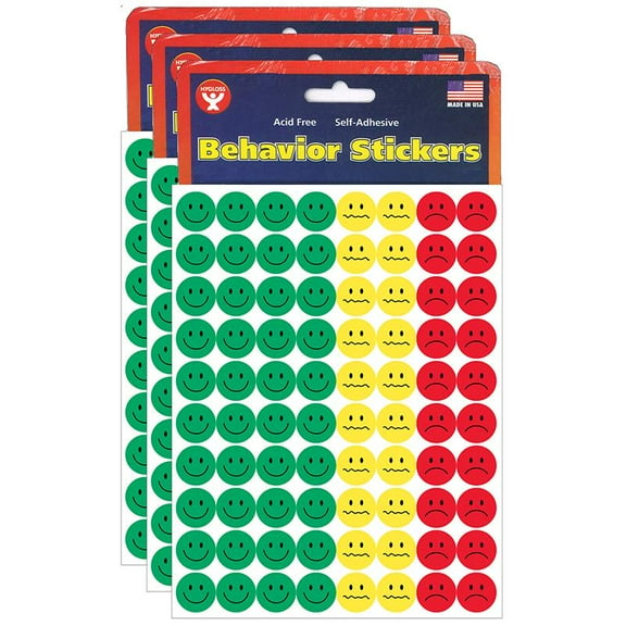 Hygloss Behavior Stickers, 0.5", 1,200 Per Pack, 3 Packs