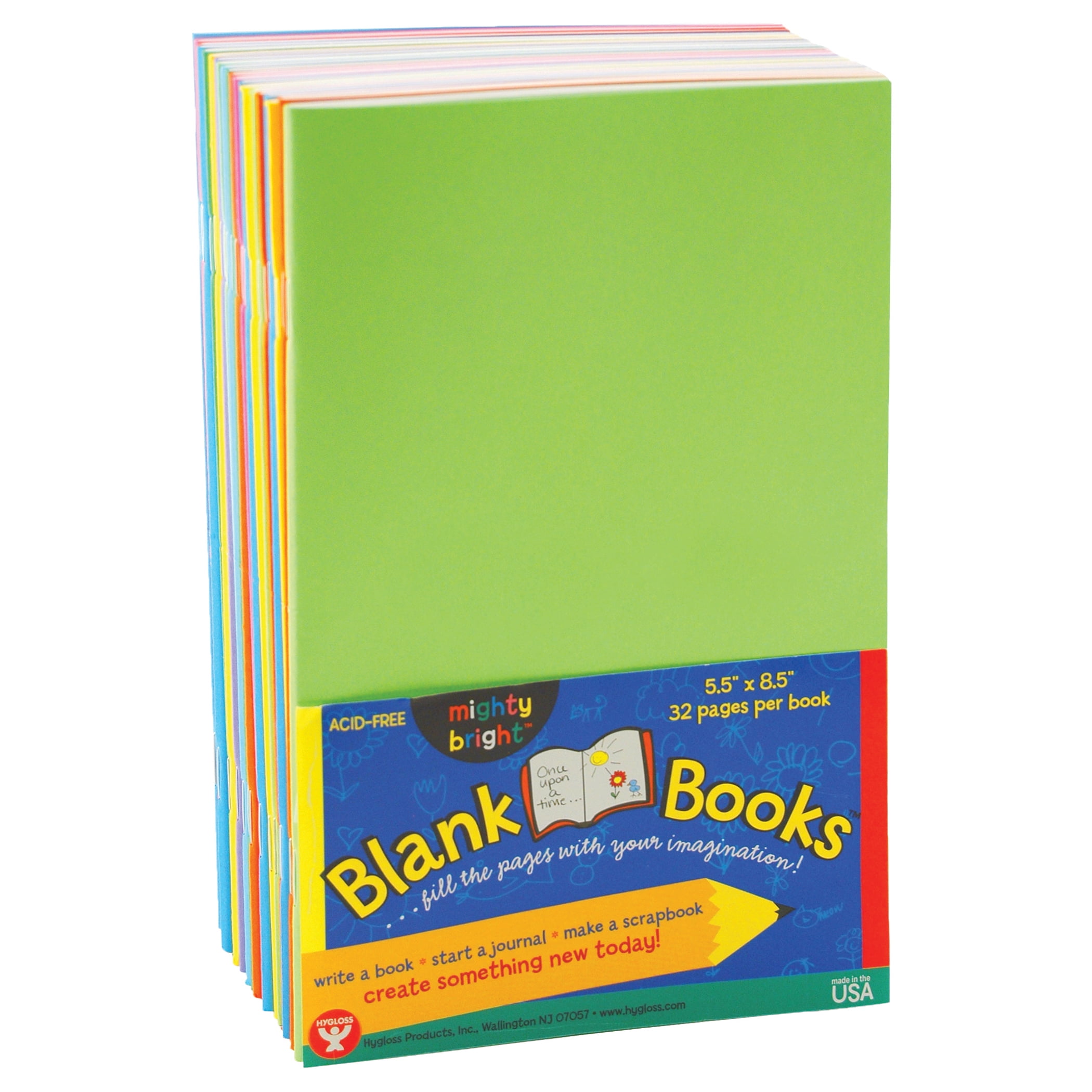 Hygloss Blank Paperback Books, 5.5" x 8.5", Assorted Colors, Pack of 10