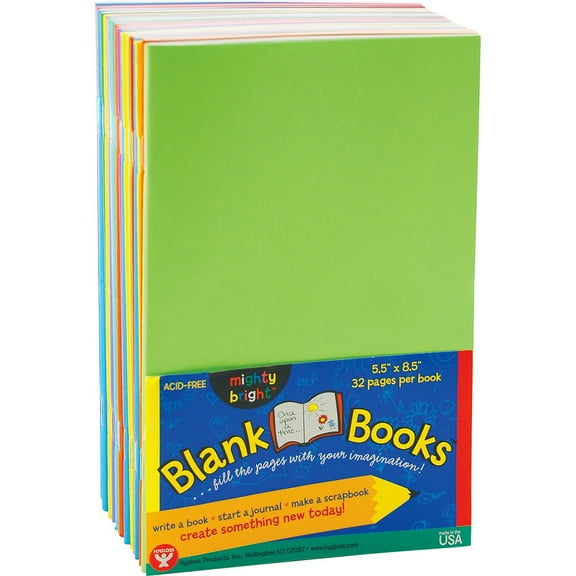 Hygloss Blank Book Acid-Free 5-1/2"Wx8-1/2"H 20/PK Assorted 77720