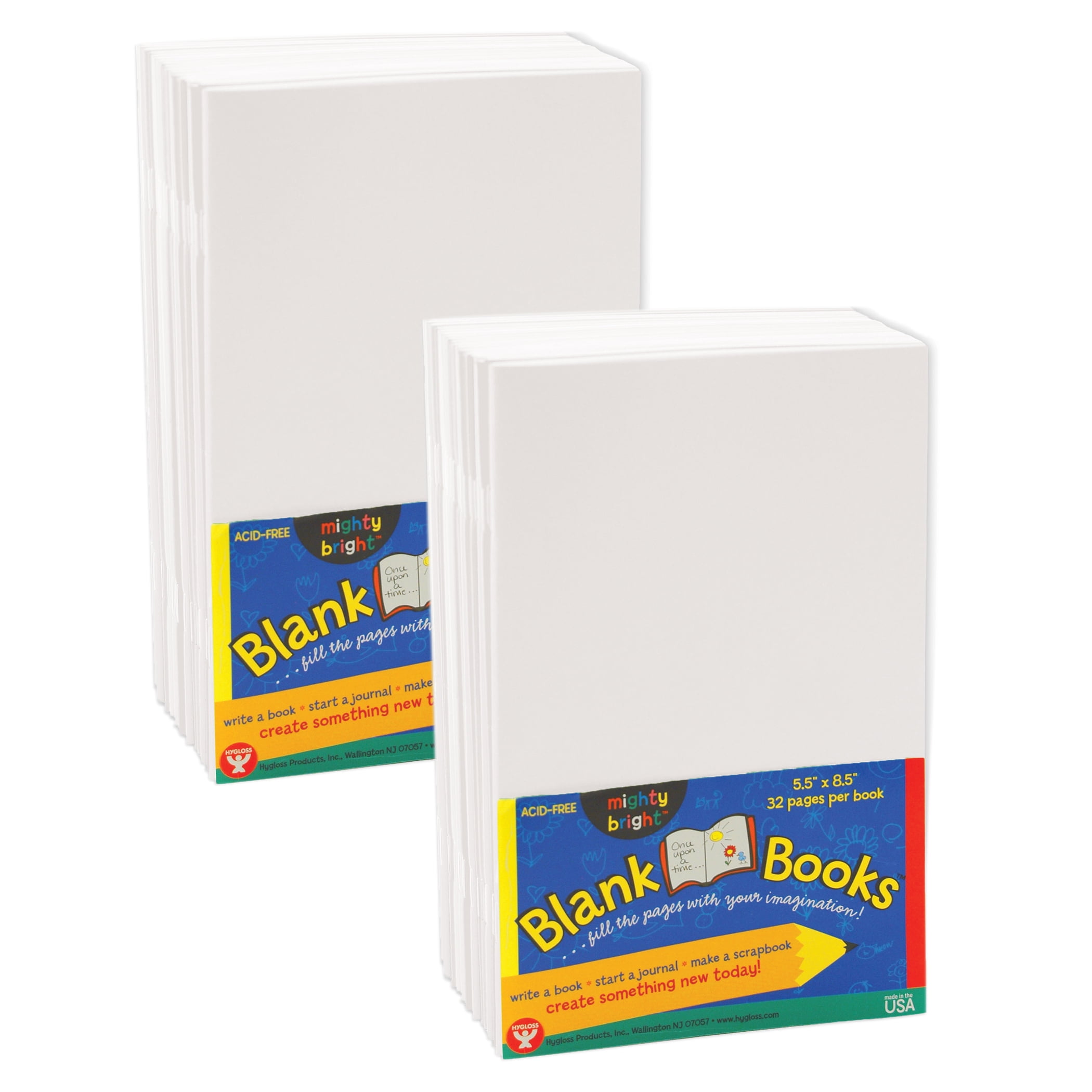Hygloss Blank Paperback Books, 5.5" x 8.5", White, 10 Per Pack, 2 Packs