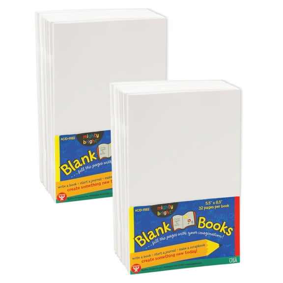 Hygloss Blank Paperback Books, 5.5" x 8.5", White, 10 Per Pack, 2 Packs