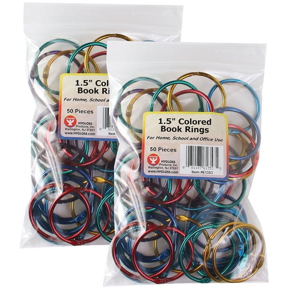 Hygloss Book Rings, 1-1/2 Inch, 50 Per Pack, 2 Packs
