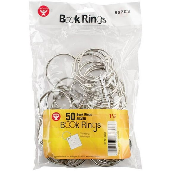 Hygloss Book Rings 50/Pkg-Silver 1.5"