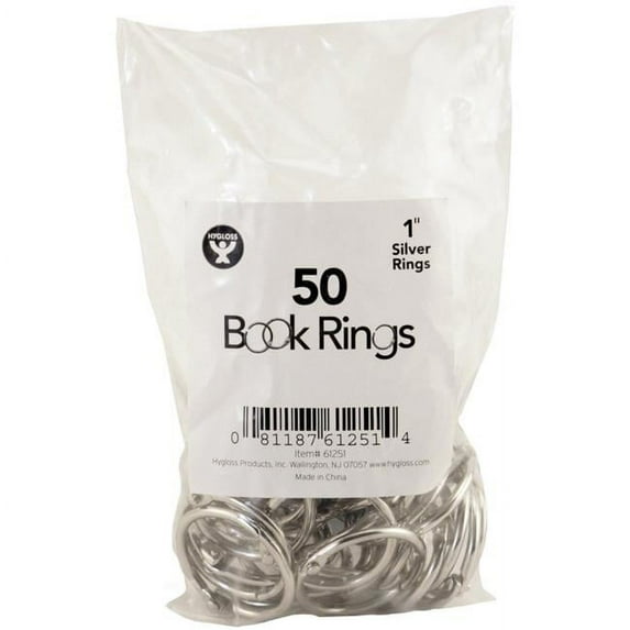 Hygloss Book Rings - Silver-tone, Pkg of 50, 1"