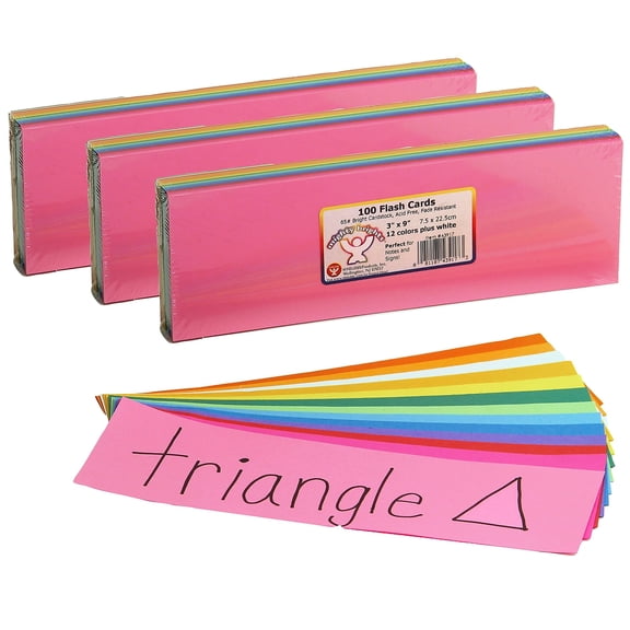Hygloss Bright Flash Cards 3" x 9" 100/Pack 3 Packs (HYG43917-3)