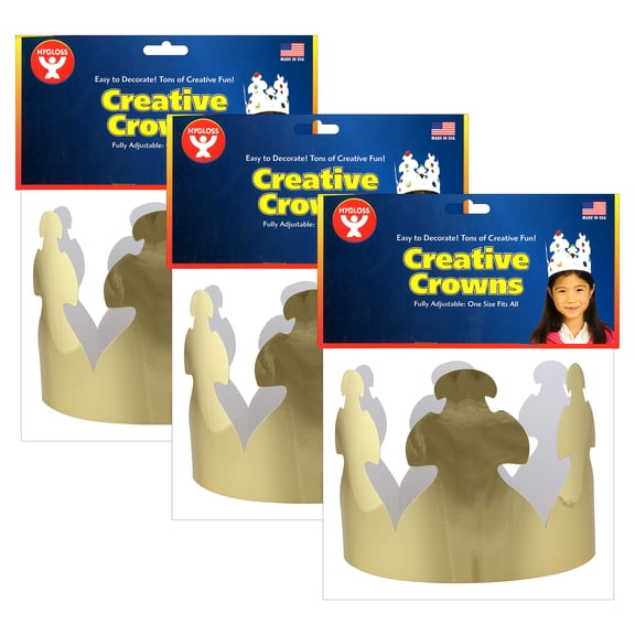 Hygloss Bright Gold Crowns, 24 Per Pack, 3 Packs