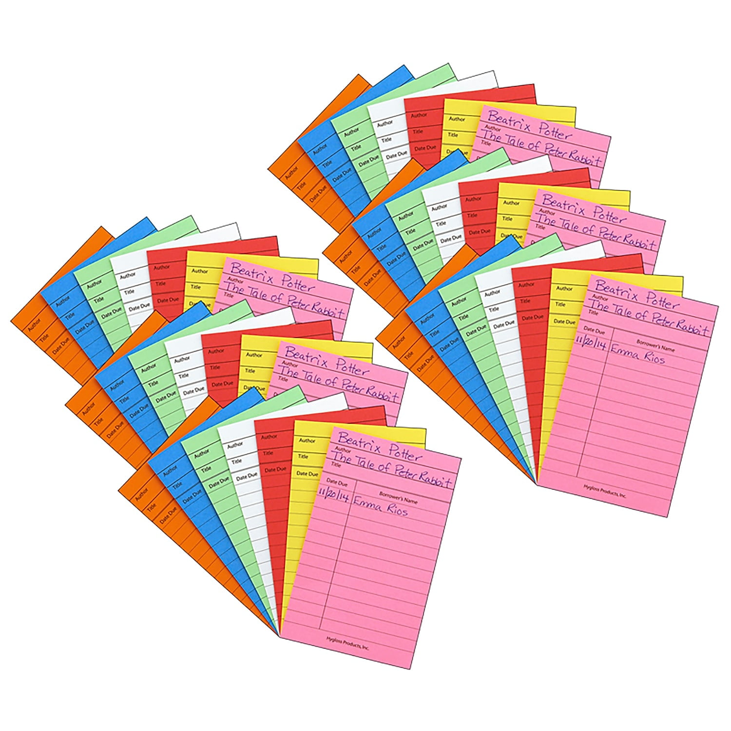 Hygloss Bright Library Cards, Assorted Colors, 50 Per Pack, 6 Packs
