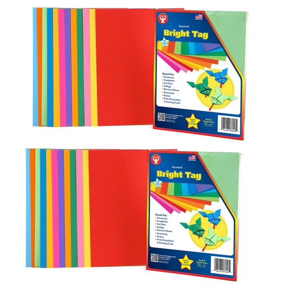 Hygloss Bright Tag 8.5" x 11" Assorted Colors 48 Sheets Per Pack 2 Packs (HYG87848-2)