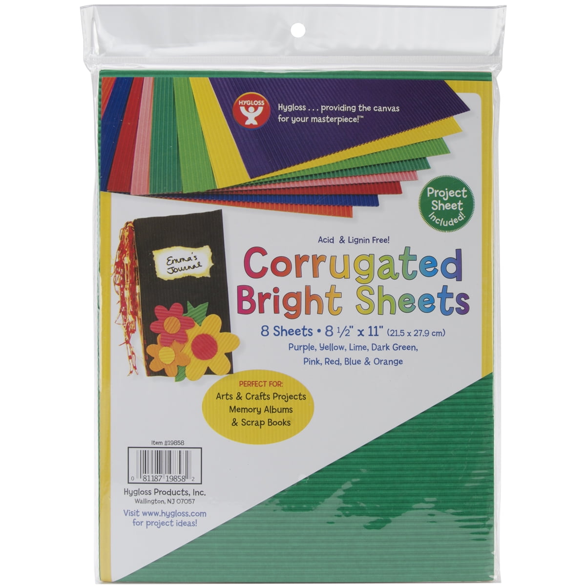 Hygloss 8.5" x 11" Bright Corrugated Craft Sheets, 8-Pack
