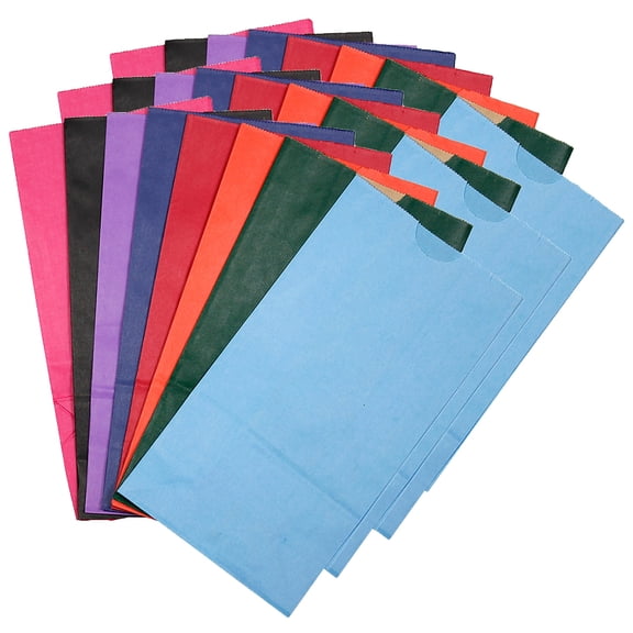 Hygloss Gusseted Flat Bottom Paper Bags Size #6 Bright Assorted Colors 28/Pack 3 Packs (HYG66288-3)