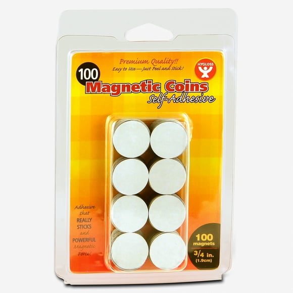 Hygloss, HYX61400, Self-Adhesive Magnetic Coins, 100 / Pack