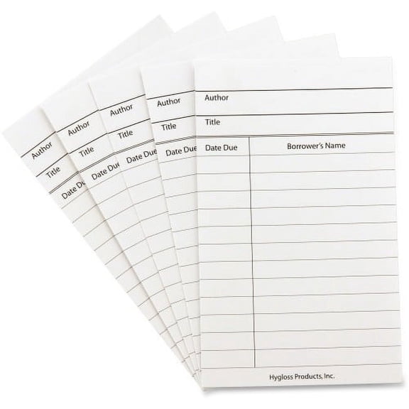 Hygloss, HYX61435, White Library Cards, 50 / Pack