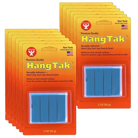 Hygloss HangTak Reusable Adhesive, Blue, 2 oz. Per Pack, 12 Packs