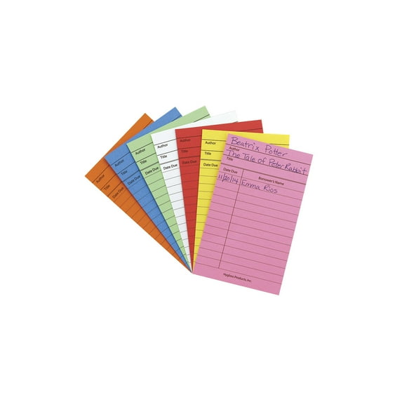 Hygloss Library Cards, Assorted Colors, Pack of 500