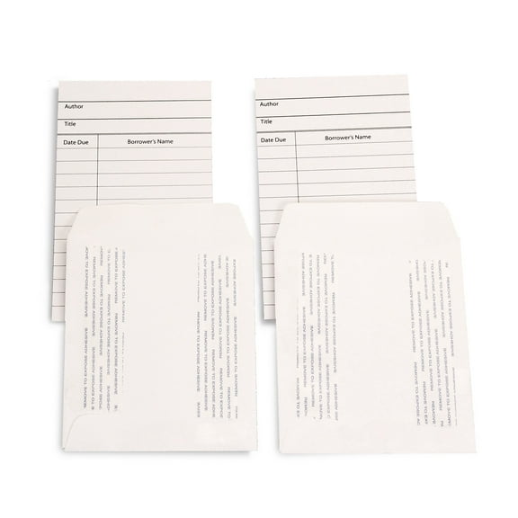Hygloss Library Cards & Self-Adhesive Pockets Combo, White, 150 Each/300 Pieces
