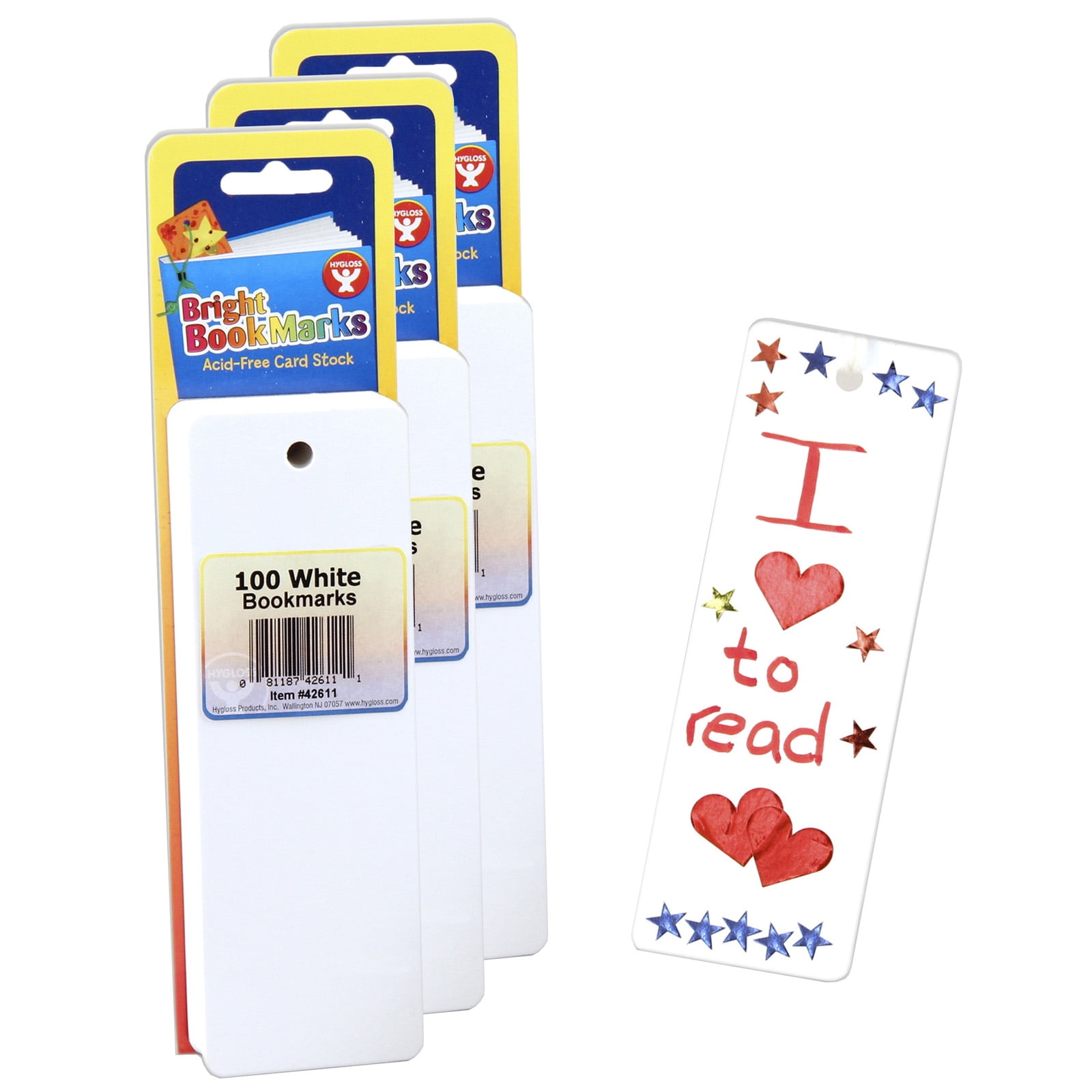Hygloss Mighty Bright Bookmarks, 100 Ultra White Per Pack, 3 Packs