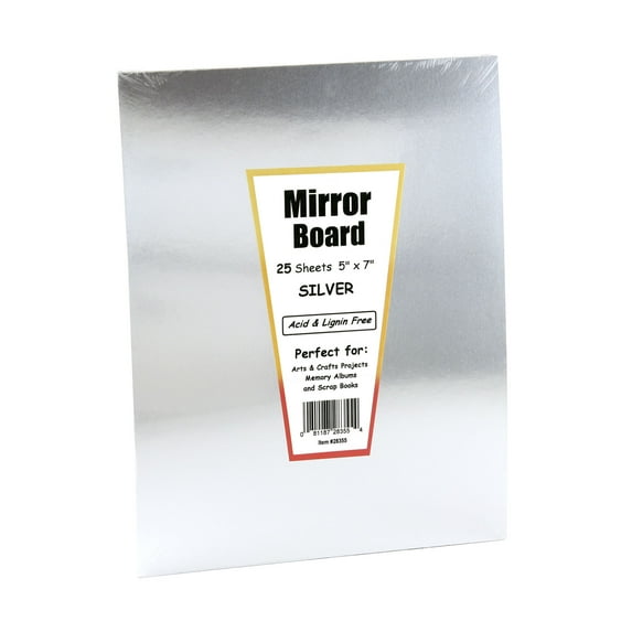 Hygloss Silver Foil Mirror Board, 5" x 7", 25 Sheets