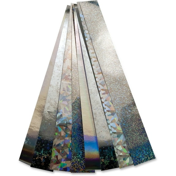 Hygloss Non-gummed Holographic Chain Strips, Silver, 1 Pack (Quantity)
