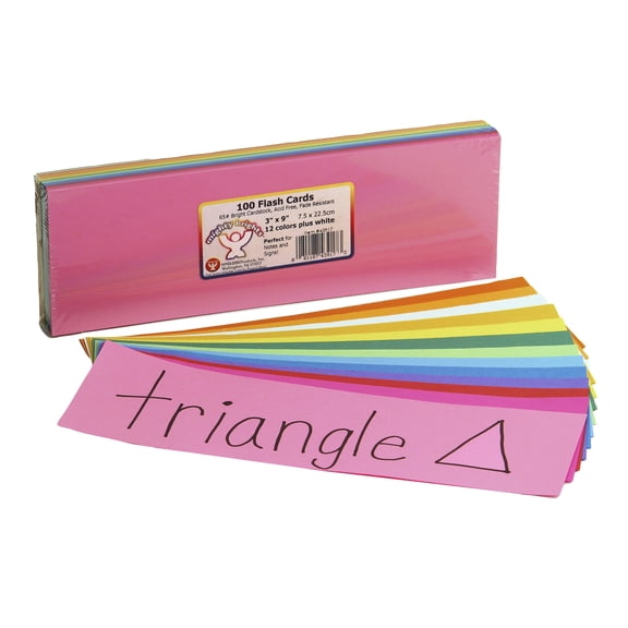 Hygloss Bright Flash Cards, 3" x 9", Pack of 100