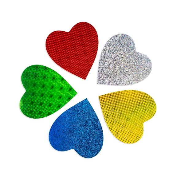 Hygloss Products 6" Holographic Shape  Hearts in Assorted Designs and Colors 10 Per Pack
