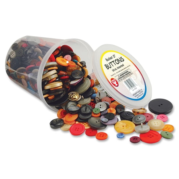 Hygloss Bucket 'O Buttons, Assorted Buttons, 16oz with Resealable Storage Container