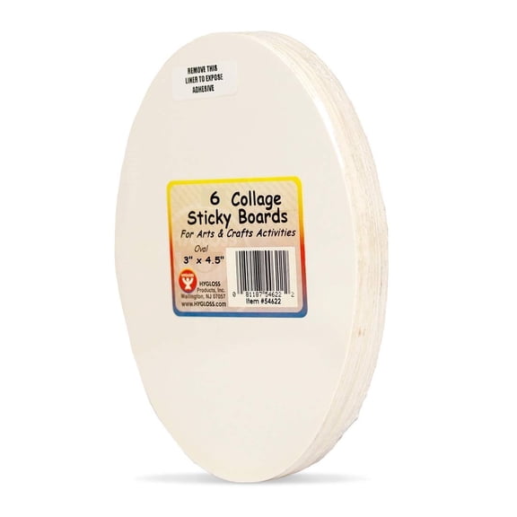 Hygloss Products Collage Sticky Boards - Self-Adhesive - Mess-Free - Fun Activity for Kids - Great for Classroom & School Projects, Arts & Crafts & More - 3" x 4.5" Oval - 6 Pack
