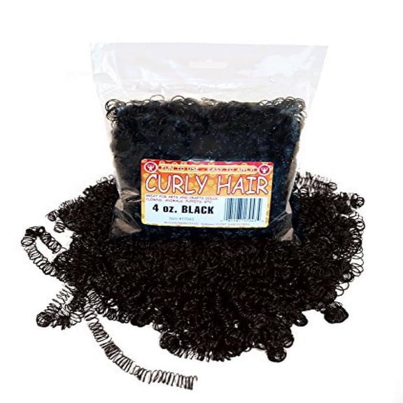 Hygloss Products Fake Curly Hair - Great for All Types of Arts and Crafts - Easy to Apply - Black - 4 oz Pack
