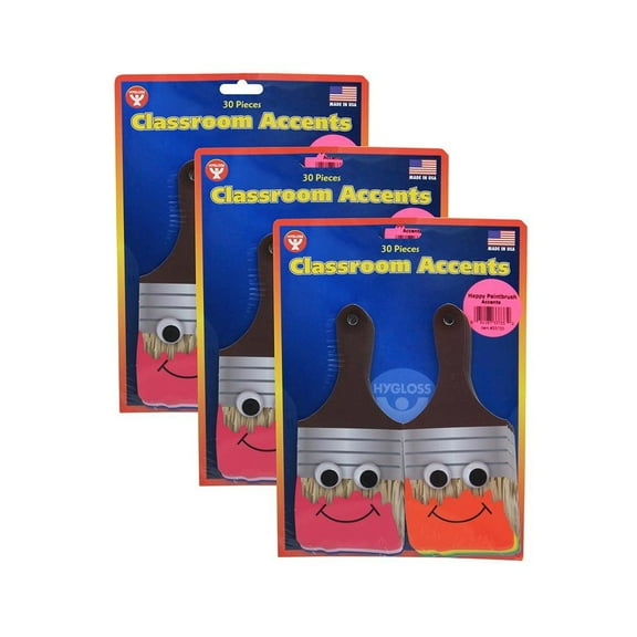 Hygloss Products HYG33733-3 7 in. Happy Paintbrush Accents - Pack of 3