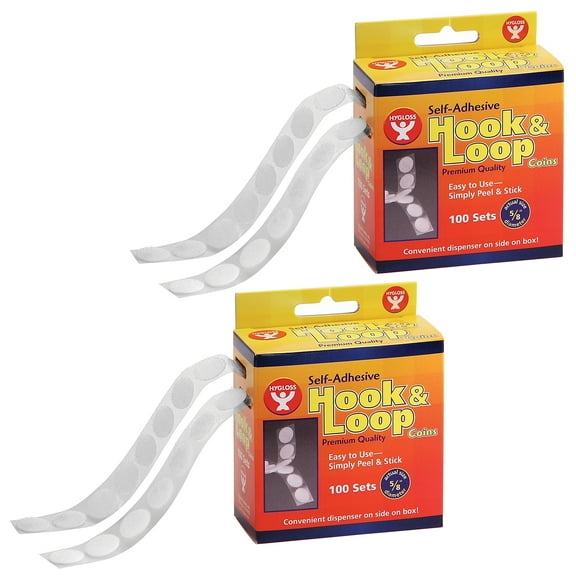 Hygloss Products HYG45210-2 0.625 in. Hook & Loop Fastener Coins - 100 Per Set - Pack of 2