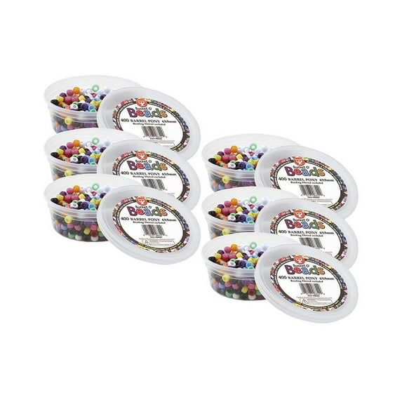Hygloss Products HYG6822-6 Barrel Pony Beads - 400 Piece - 6 Each