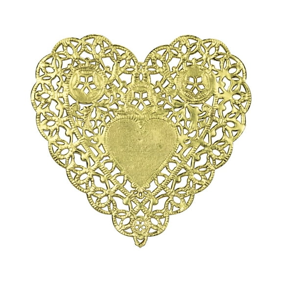 Hygloss Products, Inc 91242 Foil Heart Doilies for Crafts, Table Settings-4 Inch, Gold, 12 Pack, 4-Inch