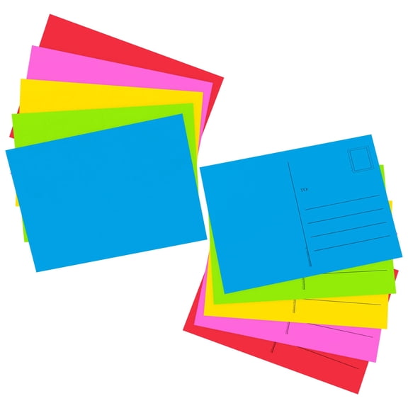 Hygloss Blank Postcards, 100-Pack Assorted Bright Colors, Cardstock, 4 x 5.5 in
